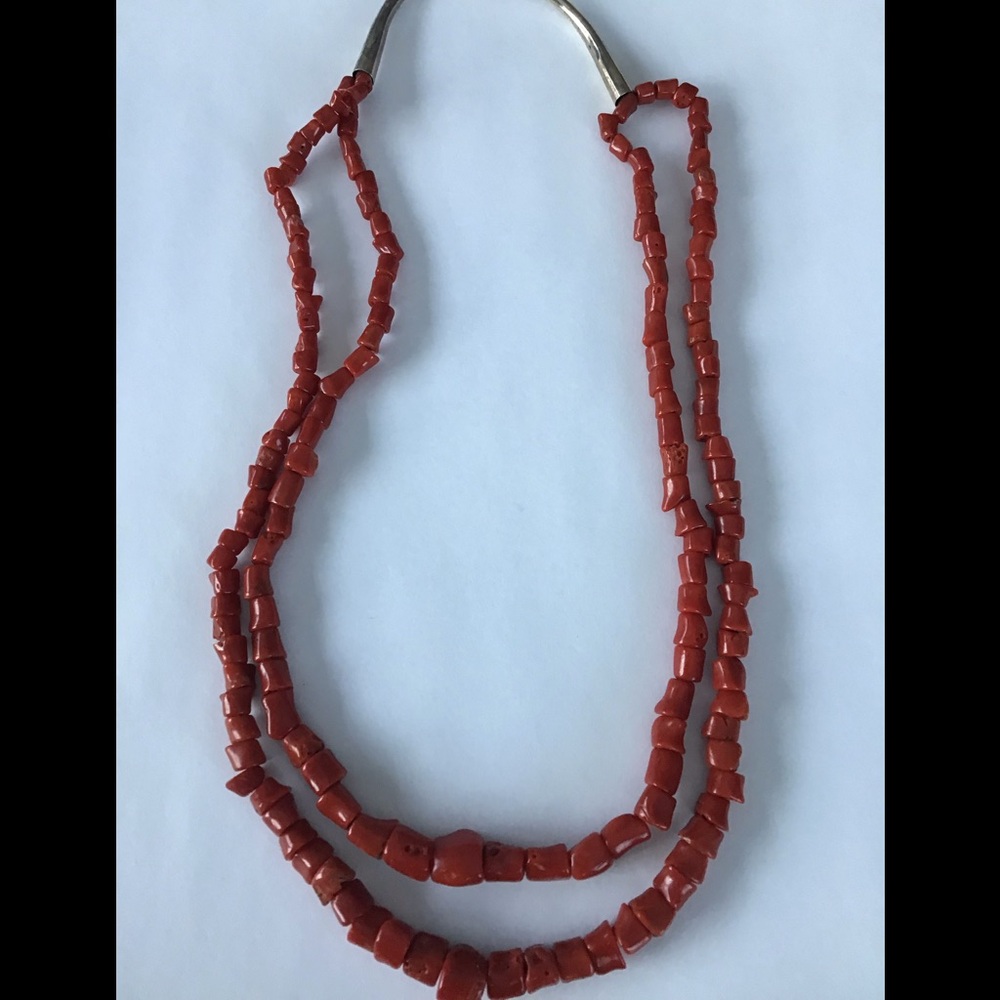 Amazing Navajo Sterling Natural Red Coral 2 Strand